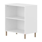 Flexa SAGA etagere basse avec tablette reglable Blanche Pieds en chene