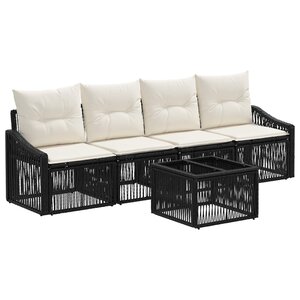 vidaXL Ensemble de canapé de jardin 5 pc Noir polyrotin