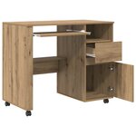 vidaXL Bureau en Chêne Artisanal Chêne artisanal Bois d'ingénierie Moyen