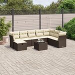 vidaXL Salon de jardin avec coussins 9 Pièces marron résine tressée