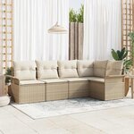 vidaXL Ensemble de canapé de jardin 5 Pièces Beige Poly rotin
