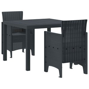 vidaXL Ensemble de salle à manger pour jardin 3 pc Anthracite