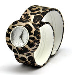 Montre mini bracelet leopard et cadran blanc