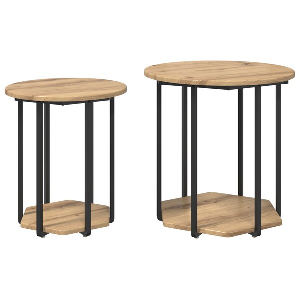 Table d'appoint vidaXL 2 Pièces en chêne  bois d'ingénierie et métal