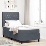 vidaXL Lit à Ressorts avec Matelas LED Gris foncé 100 x 200 cm Velours