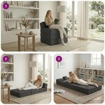 vidaXL Canapé-lit pliable Gris foncé 200 x 70 x 15 cm