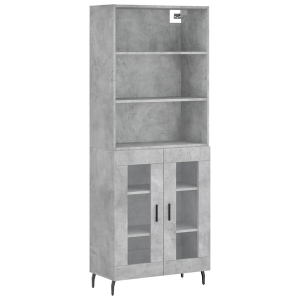 vidaXL Buffet haut Gris béton 69 5x34x180 cm Bois d'ingénierie
