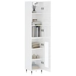 vidaXL Buffet haut Blanc brillant 34 5x34x180 cm Bois d'ingénierie