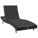 vidaXL Chaise longue noire en poly rattan et Textilène