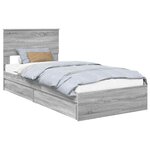 vidaXL Lit de Rangement Gris Sonoma 90 x 190 cm Bois d'ingénierie