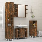 vidaXL Armoire à miroir de salle de bain Chêne fumé 80x20 5x64 cm Bois