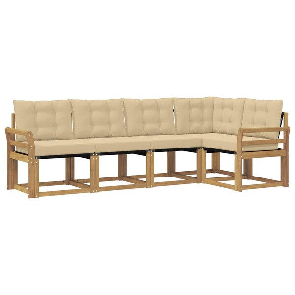 vidaXL Ensemble de canapés d'extérieur 5 pc Blanc et Beige