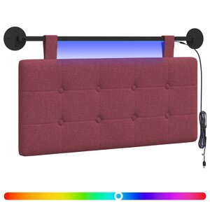 vidaXL Tête de lit suspendue Avec lumière LED Bordeaux Tissu