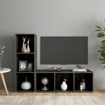 Vidaxl meubles tv 2 pièces gris brillant 107x35x37 cm aggloméré