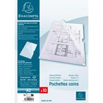 Sachet de 10 pochettes coin polypropylène rigide haute résistance 20/100e - A3 vert... EXACOMPTA