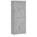 vidaXL Buffet haut Gris béton 69 5x34x180 cm Bois d'ingénierie