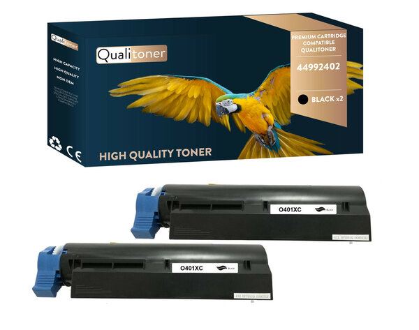 Qualitoner x2 toners 44992402 noir compatible pour oki