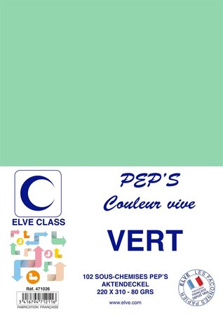 Pqt de 102 Sous-chemises 80 g 220 x 310 mm PEP'S Coloris Vifs Vert ELVE