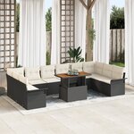 vidaXL Ensemble de salle à manger de jardin 11 pièces avec coussins osier noir poly rattan acacia