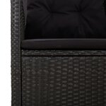 vidaXL Banc de jardin inclinable et coussins noir 173cm résine tressée