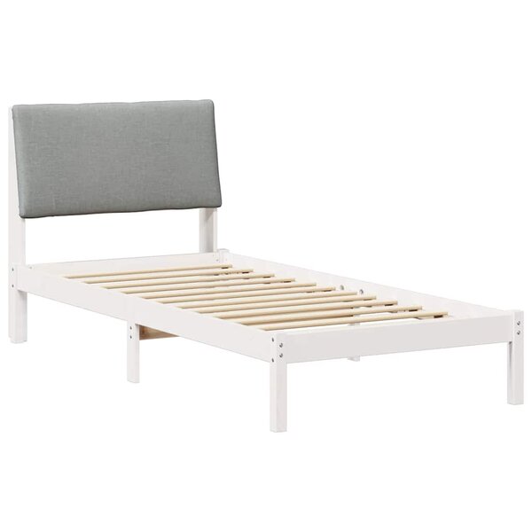 vidaXL Cadre de lit Blanc et gris clair 90 x 190 cm Bois massif en pin