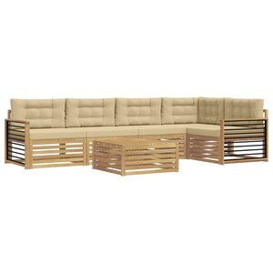 vidaXL Ensemble de canapés d'extérieur 6 Pièces Blanc et Beige Polyester