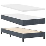 Lit à ressorts vidaXL avec matelas et LED gris foncé 100x200 cm en velours