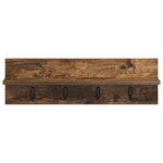 vidaXL Porte-manteau mural avec étagère Montage mural Chêne fumé 60 x 10.5 x 18 cm