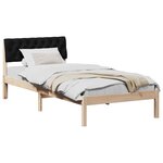 vidaXL Cadre de lit Marron et noir 90 x 190 cm Bois massif en pin