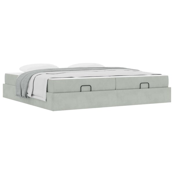 vidaXL Cadre de lit avec matelas avec matelas 2 Pièces Gris clair Velours