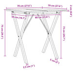 vidaXL Table à manger cadre en X 70x70x75 cm bois de pin massif fonte