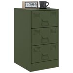 vidaXL Table de chevet vert olive 34 5x39x62 cm acier