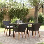 vidaXL Ensemble de salle à manger pour jardin 5 Pièces Noir polyrotin