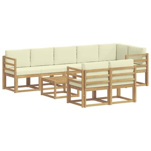 vidaXL Ensemble de canapés d'extérieur 9 pc Blanc et crème Polyester