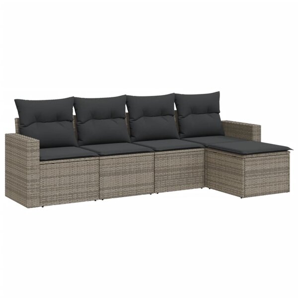 vidaXL Salon de jardin 5 Pièces avec coussins gris résine tressée