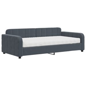 vidaXL Lit de jour avec matelas gris foncé 100x200 cm velours