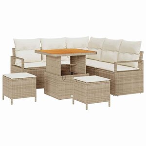 vidaXL Ensemble de canapé de jardin 8 Pièces Beige Poly rotin