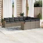 vidaXL Salon de jardin avec coussins 10 Pièces gris résine tressée