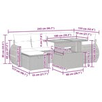 vidaXL Salon de jardin avec coussins 7 Pièces gris résine tressée acacia