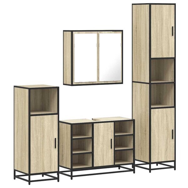 vidaXL Ensemble de meubles de salle de bain 4 Pièces chêne sonoma