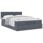 vidaXL Cadre de lit ottoman avec matelas gris foncé 140x200 cm velours