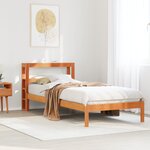 vidaXL Cadre de lit avec tête de lit sans matelas cire marron 90x200cm