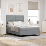vidaXL Lit Box Spring avec Matelas Gris Clair 160x200 cm Tissu