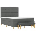 vidaXL Lit à ressorts avec tête de lit Gris foncé 190 x 140 cm tissu