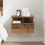 vidaXL Table de nuit flottante avec tiroir Bois ancien 40 x 31 x 28 cm