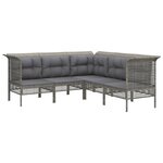 vidaXL Salon de jardin 9 Pièces avec coussins Gris Résine tressée