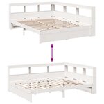 vidaXL Lit bibliothèque sans matelas blanc 160x200 cm bois pin massif
