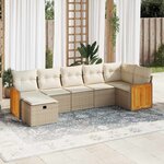vidaXL Salon de jardin avec coussins 7 Pièces beige résine tressée