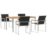 vidaXL Ensemble de jardin 5 pièces en acacia et acier inoxydable