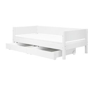 Flexa WHITE Banquette-lit 90 x 200 cm avec dossier et 2 tiroirs Blanc